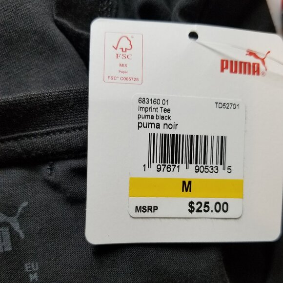 PUMA Women's Short Sleeve Athletic Top Black With Pink Logo Size Medium NWT - Picture 8 of 10